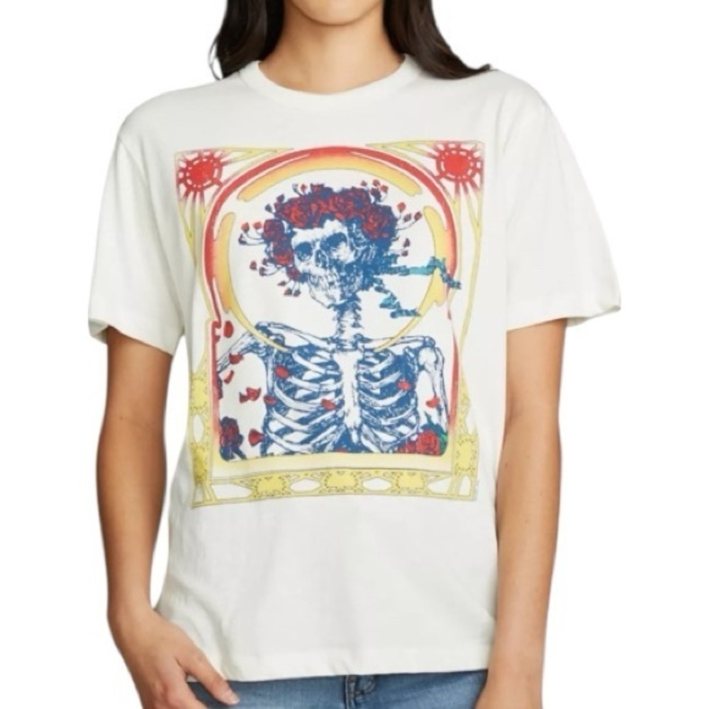 Chaser Women’s Size XS White Short Sleeve Skeleton Grateful Dead Graphic T-Shirt
